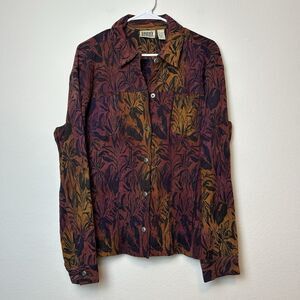 Vintage Chico’s Design Jacket Womens 1 Jacquard Autumnal Art To Wear Casual